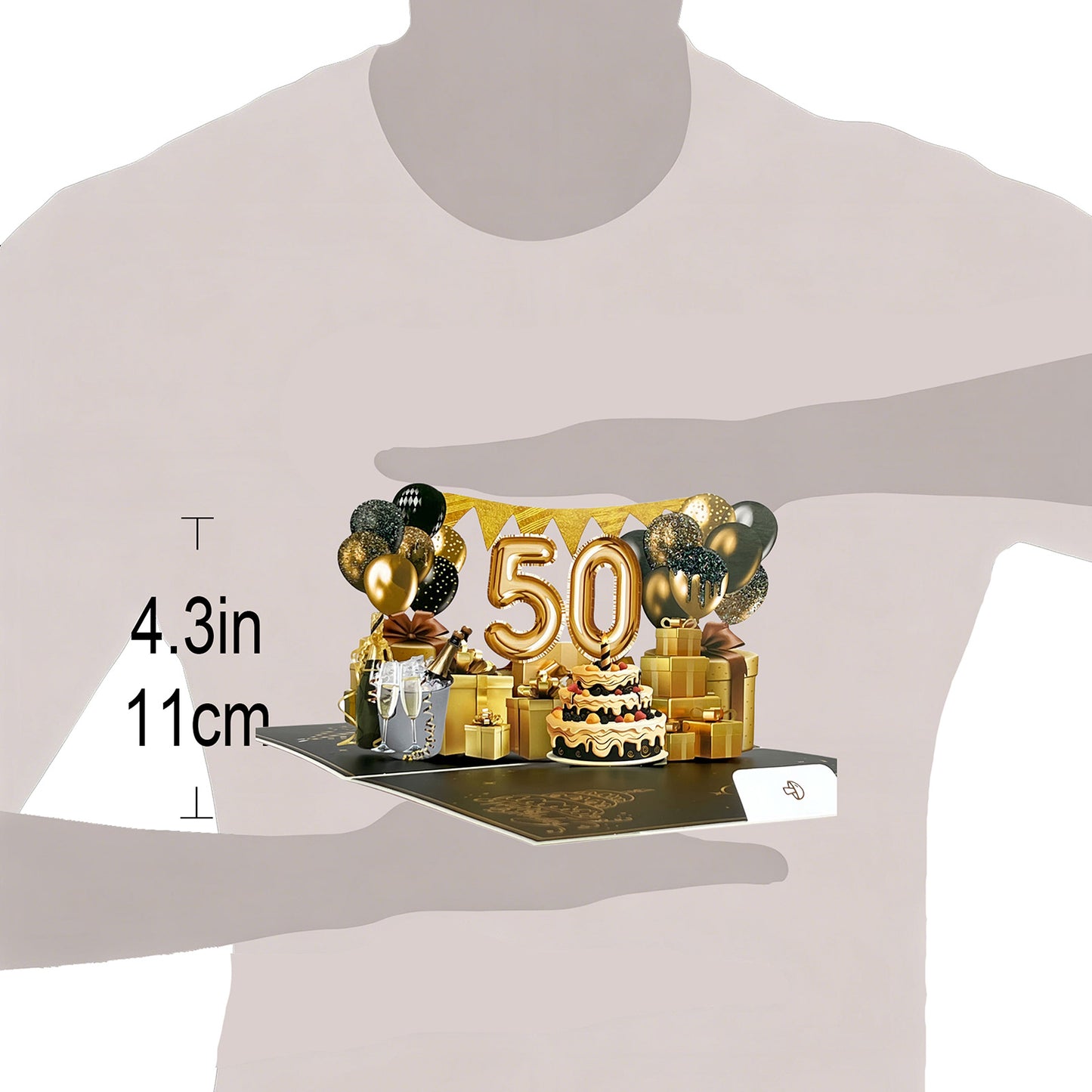 Black and Golden Birthday Card For 50th(Balloon Number)