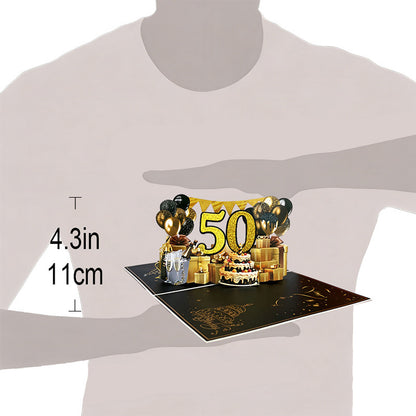 Black and Golden Birthday Card For 50th(Golden Number)