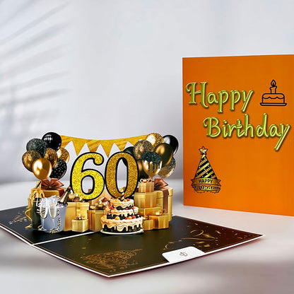 Black and Golden Birthday Card For 60th(Golden Number)