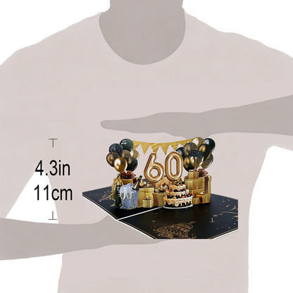 Black and Golden Birthday Card For 60th(Balloon Number)
