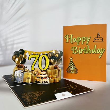 Black and Golden Birthday Card For 70th(Golden Number)