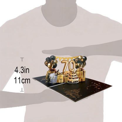 Black and Golden Birthday Card For 70th(Balloon Number)