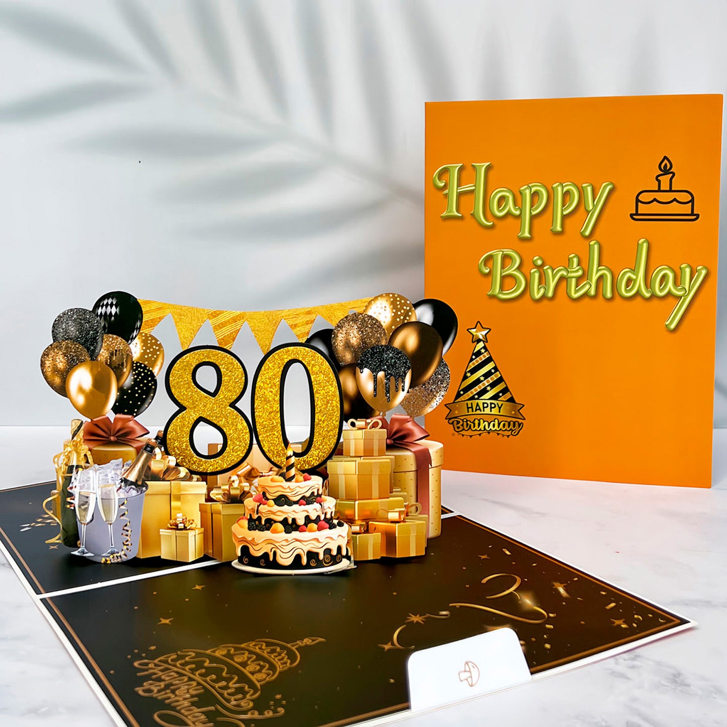 Black and Golden Birthday Card For 80th(Golden Number)