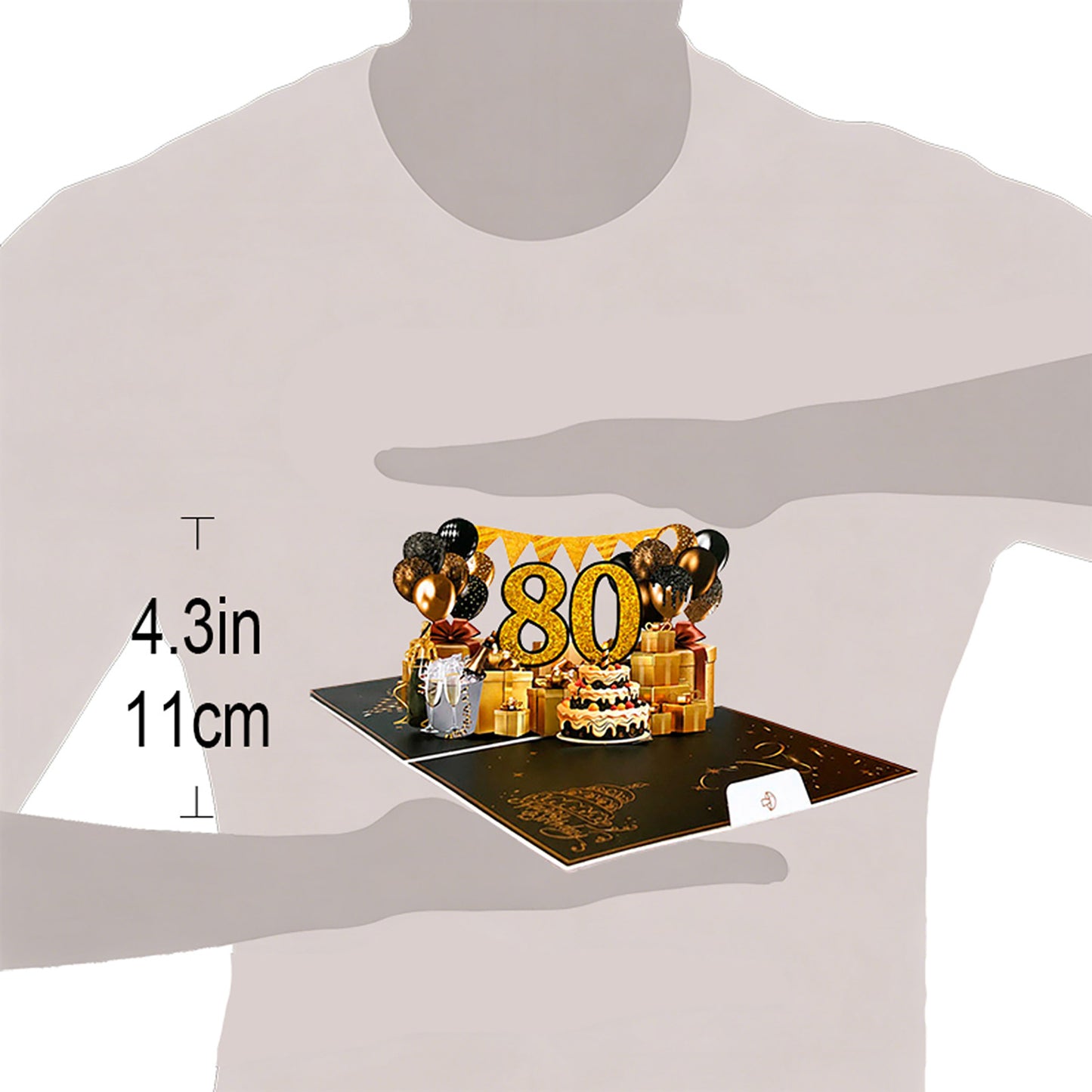 Black and Golden Birthday Card For 80th(Golden Number)
