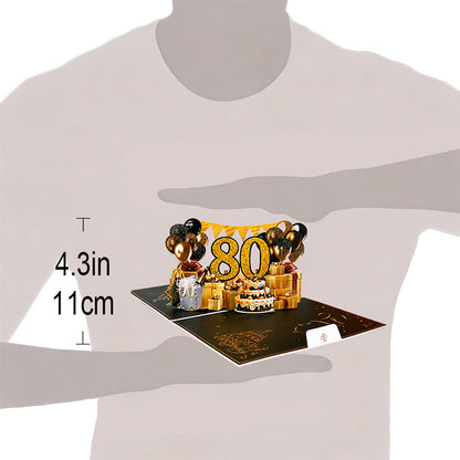 Black and Golden Birthday Card For 80th(Golden Number)