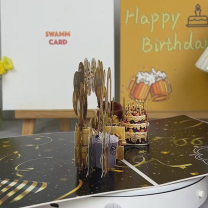 Black and Golden Birthday Card For 60th